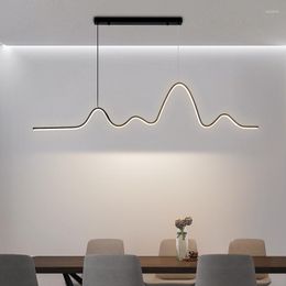 Pendant Lamps 2023 Nordic Design Minimalist Restaurant Geometry Wave Long Strip Modern Dining Hall Bar Light Fixtures