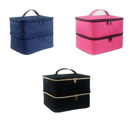 Cosmetic Bags Nail Polish Storage Box Portable Double Layer Zipper Closure Essential Oil Holder Handbag Case For Home