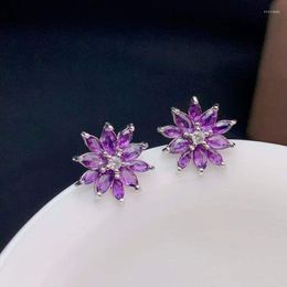 Stud Earrings LANZYO 925 Silver Sterling Amethyst Fashion Gift Jewellery Fine Party Trendy Women Wholesale 2 4mm E02045511agz