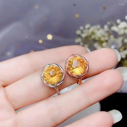 Cluster Rings Big Sale Women Ring Natural Yellow Citrine Party Anniversary Gift 925 Sterling Silver Certified Gem Engagement