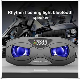 Portable Speakers Powerful Bass Bluetooth Speaker LED Rhythm Flash Draadloze Luidspreker FM Radio Wekker Card Super 6D Surround Sound SubwooferG230524