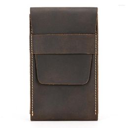 Wallets Handmade Vintage Genuine Leather Men's Watch Purse Crazy Horse Real Cowhide Short Wallet Card Holder Money Bag