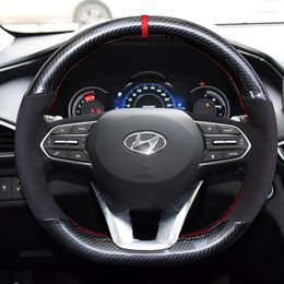 Steering Wheel Covers DIY Custom Hand-stitched Suede Leather Cover For Elantra Verna CELESTA TUCSON IX35 LA FESTA