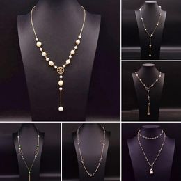 Necklaces Baroque Pearl Long Sweater Chain Necklace Natural Freshwater Pearls Choker Collar Tassel Pendant Bohemian Ethnic Fine Jewellery