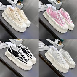 Designer Platform Shoes Women Canvas Sneakers Flat Outdoor Lace Sneaker Woven Upper Versatile Soft Sole Lace Up Loafers Size 35-39