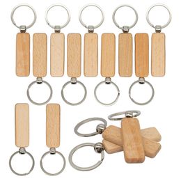 20 Pcs Wood Engraving Blanks Rectangle Blank Wooden Key Chain Wood Blanks For Keychains