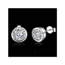 Stud Womens Sterling Sier Plated Round Diamond Earrings Gsse093 Fashion 925 Plate Earring Jewellery Gift Drop Delivery Dhkxy