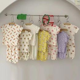 Clothing Sets Baby Girls Pyjamas Kids Short Sleeved T-shirt Shorts 2Pcs Suit 2023 Summer Full Printed Home Wear Children's