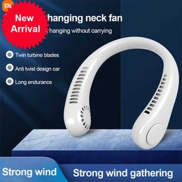 New Xiaomi Portable Hanging Neck Fan USB Rechargeable Silent Sports Neckband Fan 3 Gears 2000mAh Cooling Without Blades Ventilator