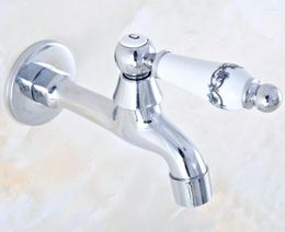 Bathroom Sink Faucets Polished Chrome Brass Ceramic Handle /Garden Water Tap / Mop Pool Faucet Cold Taps Lav163