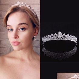 Headpieces New Europe And America Crystal Jewellery Tiara Crown Alloy Rhinestone Bride Small Headband Headdress Drop Delivery Dha1C