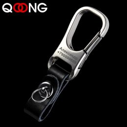 QOONG Custom Lettering Keychains Leather Keyrings Genuine Leather Engrave Name Customised Logo Personalised Key Chain For Car