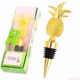 Bar Tools Metal Wine Stoppers Creative Pineapple Shape Champagne Bottle Stopper Wedding Guest Gifts Souvenir Gift Box Packaging Drop Dhieo