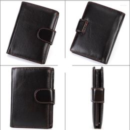 Wallets Men's Wallet Retro Vertical Genuine Leather Purse Top Cowhide Holder Bag Man