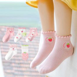 Socks 5 pairs/batch of children's cotton teenagers girls boys babies students fashion websites soft and cute cartoons new summer socks for children aged 1-12 G220524