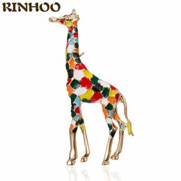 RINHOO Exquisite Enamel Vivid Giraffe Xmas Elk Brooches for Women Cute Animal Deer Brooch Pin Fashion Jewellery Christmas Gifts