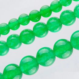 Jade Yowost Natural Green Loose Beads Gemstone Round 6Mm 8Mm 10Mm Spacer Strand For Making Bracelets Necklace Jewelry Accessories Dr Dhp07