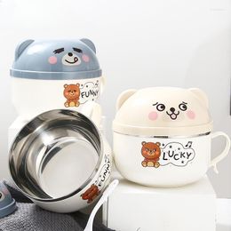 Bowls Cartoon Stainless Steel Instant Noodle Bowl With Lid Large Capacity Student Lunch Box Dormitory Practical Gift Fast Cup