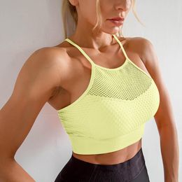 Women's Shapers Women's Solid Colour Absorbing Push Up Sport Bra With Quick Drying Mesh Hollow Out Beautiful Back For Profit Seamless