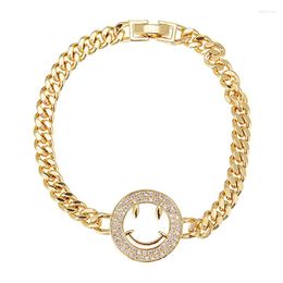 Link Bracelets ZHINI Bohemia Gold Colour Charm Chain For Women Simple Punl Coin Copper Pendant Bangle Fashion Jewellery 2023