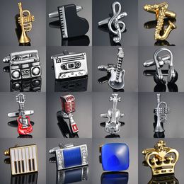 Guitar/Music Note/Recorder/Microphone/Trumpet Cufflinks Music Design Musical Note Cuff Links Piano Bass Cuffs gemelos bouton man