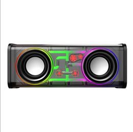 V8 Transparent Mecha Bluetooth Speaker TWS Interconnected Colourful LED High Power Long Range Subwoofer Wave Play Cool Audio Gift