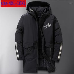 Men's Down Fashion Extra Large Padded Jacket Winter Long Style Thick Youth Hooded Casual Men Coat Plus Size 4XL5XL6XL7XL8XL9XL10XL