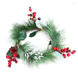 Decorative Flowers Christmas Wreath Artificial Pine Needle Garlands For Home Office Window Wall Hanging Ornaments Year Decor