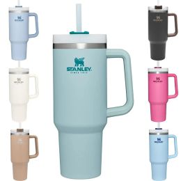 StanIey 40oz Adventure Qucher Wasserflaschen mit Griff, isolierte Trinkgläser, Deckel, Strohhalm, Edelstahl, Kaffee-Thermobecher mit Logo bb0515