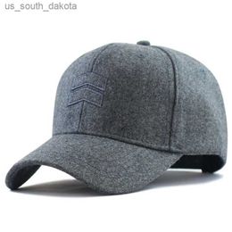 Ball Caps Winter Dad Warm Felt Hats Big Head Man Wool Cap Male Plus Size Baseball Caps 56-62cm 62-68cm L230523