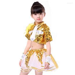 Stage Wear Girls Jazz Dance Costumes For Hip Hop Dancing Children Performance Girl Suits Yellow Blue