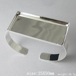 Bangle Free shipping Jewellery Brass Bracelet blank Base Diameter 25x50mm silver plated