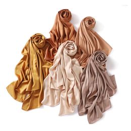 Scarves 28 Colours Plain Solid Soft Thin Silk Stain Instant Hijab Lady High Quality Beach Cover-Up Shawls Wrap Neck Stole Muslim 180 70Cm
