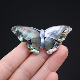 Women Brooch Natural Shell The Mother Of Pearl Shell Butterfly-Shaped Pendant For Jewelry Making DIY Necklace Clothes Accessory