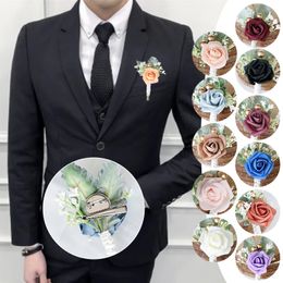 Korean Boutonniere Flowers Wedding Corsage Pins White Pink Groom Boutonniere Buttonhole Men Wedding Witness Marriage Accessories