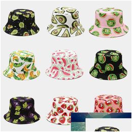 Cloches New Cotton Fishing Hat Women Men Hip Hop Cap Couple Maple Vegetable Panama Bucket Sun Flat Top Fisherman Hats Caps F Dhgarden Dhvo1