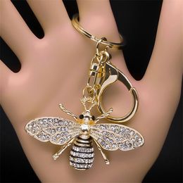 Rhinestone Bee Wing Keychain Insect Animal Metal Pendant Keyring Holder Handbag Jewellery llaveros para mujer lujo KXHK1331S01