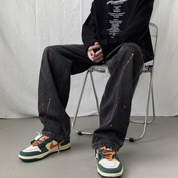 Jeans da uomo Fashion Split For Men Pantaloni dritti coreani Pantaloni in denim High Street Pantaloni larghi casual Streetwear Abiti maschili Z88