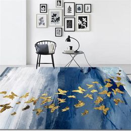 Carpets Nordic Blue Gray Painted Gold Butterfly 3D Printed Carpet Coffee Table Balcony Area Bedroom Decoration Door