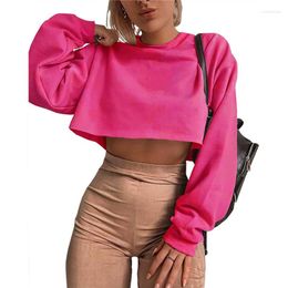 Women's Hoodies Women Lantern Long Sleeve Top O-Neck Sweartshirt Crop Pullovers Sport Active Oversized Hoodie Harajuku Kawaii PR3081G