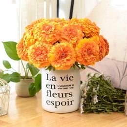 Decorative Flowers 6 Heads Artificial Chrysanthemum Bushes Faux Daisy Silk Bunch Home Party Spring Decoration