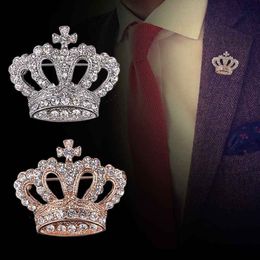 Crystal Rhinestone Cross Crown Brooch Badges Royal Luxury Lapel Men Suit Pin Brooches for women Accessories Jewellery Wholesale