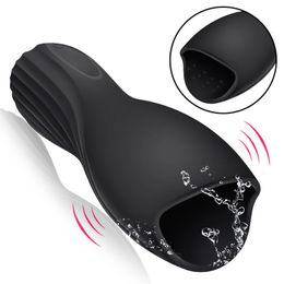 Masturbators Automatic Male Massager Cup Black 10 Speed Vibrator Penile Delay Trainer Massager Glans Stimulation 18Adult Sex Toys 230524