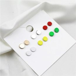 Stud Earrings Many Candy Color Round For Women Fashion Red Yellow Gold Silver Green Small Jewelry