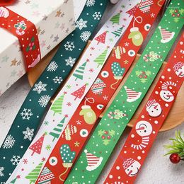 Jewellery Pouches 25mm 10yards Printed Christmas Ribbon Xmas Design Polyester Bandage For Gift Wrapping Apparel Sewing Decoration