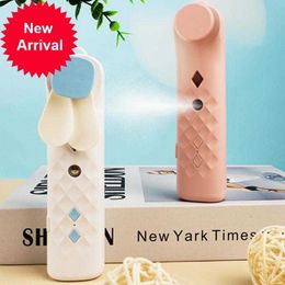 New 2 In 1 Portable Mini Fan Humidifier USB Rechargeable Handheld Fan Water Spray Mist Fan Face Steamer Air Conditioner Cooling Fan