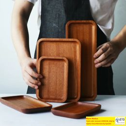 Solid Wood Pallet Rectangular Storage Trays Household Hotel Dessert Dinner Tea Food Tableware Serving Tray Home Kitchen