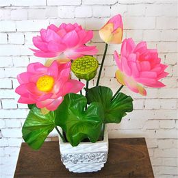 Decorative Flowers 1 Pcs Artificial Flower Fake Bouquet Lifelike Lotus Wedding Pond Garden Plants Decoration Office Home