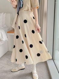 Skirts 2023 Chic Polka Dot Print Chiffon Skirt For Women Korean Elegant Spring Summer Long Female Clothes