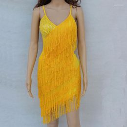 Stage Wear Yellow Latin Dance Dress Performance Costumes Tango Dancing Dresses For Girls Custom Competition Clothing